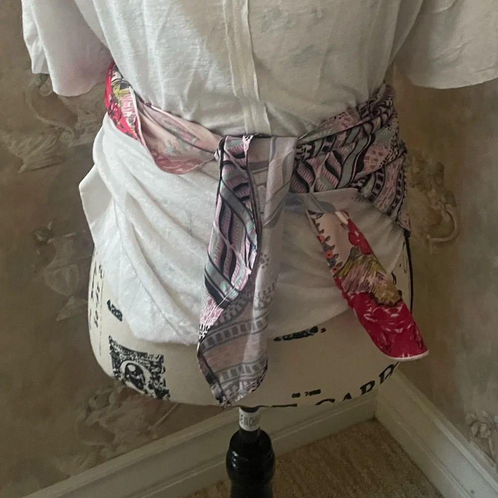 FREE PEOPLE PICK YOUR SCARF SPLIT TUNIC MAXI TEE  LARGE PINK COMBO
